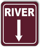 RIVER DIRECTIONAL DOWN ARROW CAMPING Aluminum composite sign