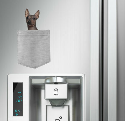 American Hairless Dog in pocket Fridge Car Magnet Bumper Sticker App size 4"x7"