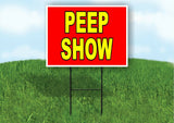 PEEP SHOW RED YELLOW Yard Sign with Stand LAWN SIGN