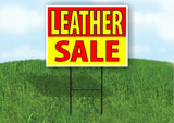 LEATHER SALE RED YELLOW Plastic Yard Sign ROAD SIGN with Stand