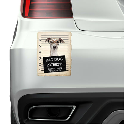 Greyhound with Glasses Mugshot Bad Dog Fridge refrigerator Car Magnet