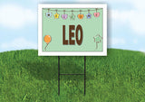LEO WELCOME BABY GREEN  18 in x 24 in Yard Sign Road Sign with Stand