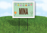 MINA WELCOME BABY GREEN  18 in x 24 in Yard Sign Road Sign with Stand
