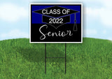 CLASS 2022 SENIOR BLUE BLACK Yard Sign with Stand LAWN SIGN