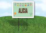 ALICIA WELCOME BABY GREEN  18 in x 24 in Yard Sign Road Sign with Stand