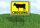 COW CROSSING XING YELLOW Plastic Yard Sign ROAD SIGN with Stand