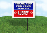AUBREY THANK YOU SERVICE 18 in x 24 in Yard Sign Road Sign with Stand