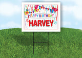 HARVEY HAPPY BIRTHDAY BALLOONS 18 in x 24 in Yard Sign Road Sign with Stand