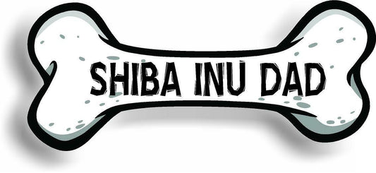 Dog Dad Shiba Inu Bone Car Magnet Bumper Sticker 3"x7"
