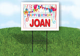 JOAN HAPPY BIRTHDAY BALLOONS 18 in x 24 in Yard Sign Road Sign with Stand