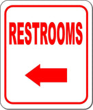 RESTROOMS DIRECTIONAL RED 8 Arrow Variations Metal Aluminum composite sign