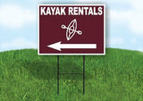KAYAK RENTALS LEFT ARROW BROWN Yard Sign Road with Stand LAWN SIGN Single sided