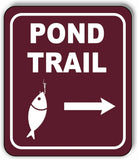 POND TRAIL DIRECTIONAL RIGHT ARROW CAMPING Metal Aluminum composite sign