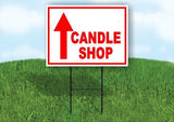 CANDLE SHOP STRAIGHT arrow red Yard Sign with Stand LAWN SIGN
