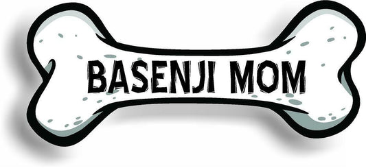 Dog Mom Basenji Bone Car Magnet Bumper Sticker 3"x7"