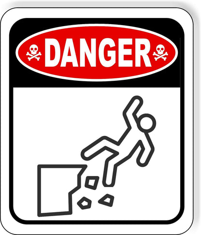 DANGER OPEN EDGE FALLING HAZARD Metal Aluminum composite sign