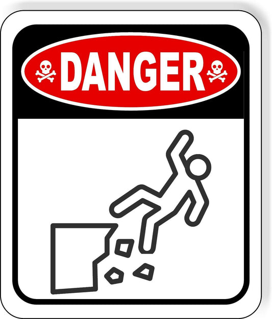 DANGER OPEN EDGE FALLING HAZARD Metal Aluminum composite sign