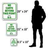 NO GOLF CARTS BEYOND THIS POINT GREEN Metal Aluminum composite sign