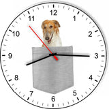 Borzoi In Your Pocket Puppy Dog kitchen living room Wall Clock