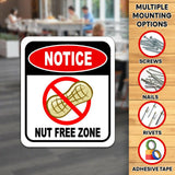 NOTICE NUT FREE ZONE Peanut METAL Aluminum composite outside sign
