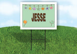 JESSE WELCOME BABY GREEN  18 in x 24 in Yard Sign Road Sign with Stand