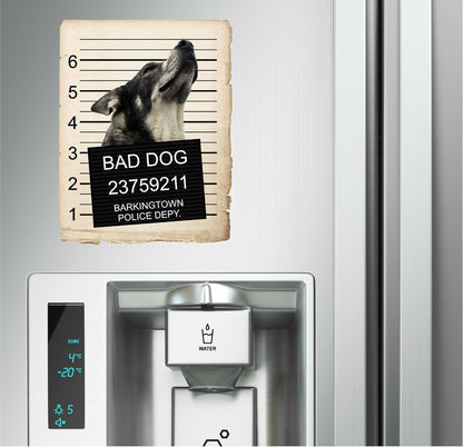 Norwegian Elk Hound Mugshot Bad Dog Fridge refrigerator Car Magnet