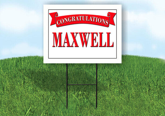 MAXWELL CONGRATULATIONS RED BANNER 18in x 24in Yard sign with Stand