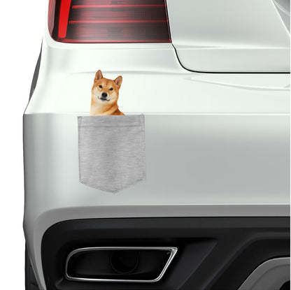 Shiba Inu Dog in pocket Fridge Car Magnet Bumper Sticker App size 4"x7"
