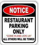 NOTICE RESTAURANT PARKING ONLY Aluminum composite outdoor sign