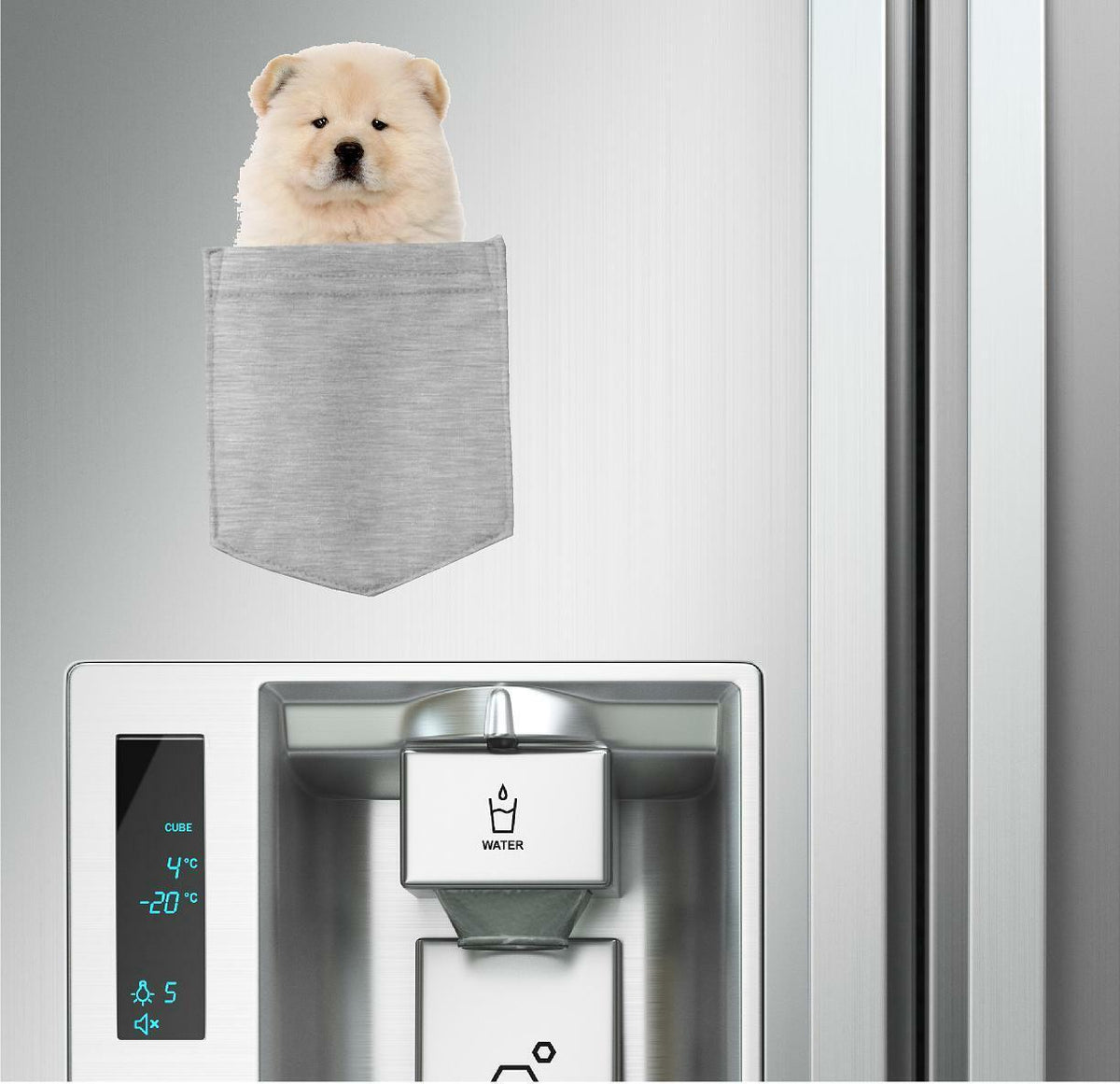 Chow Chow Dog in pocket Fridge Car Magnet Bumper Sticker App size 4"x7"