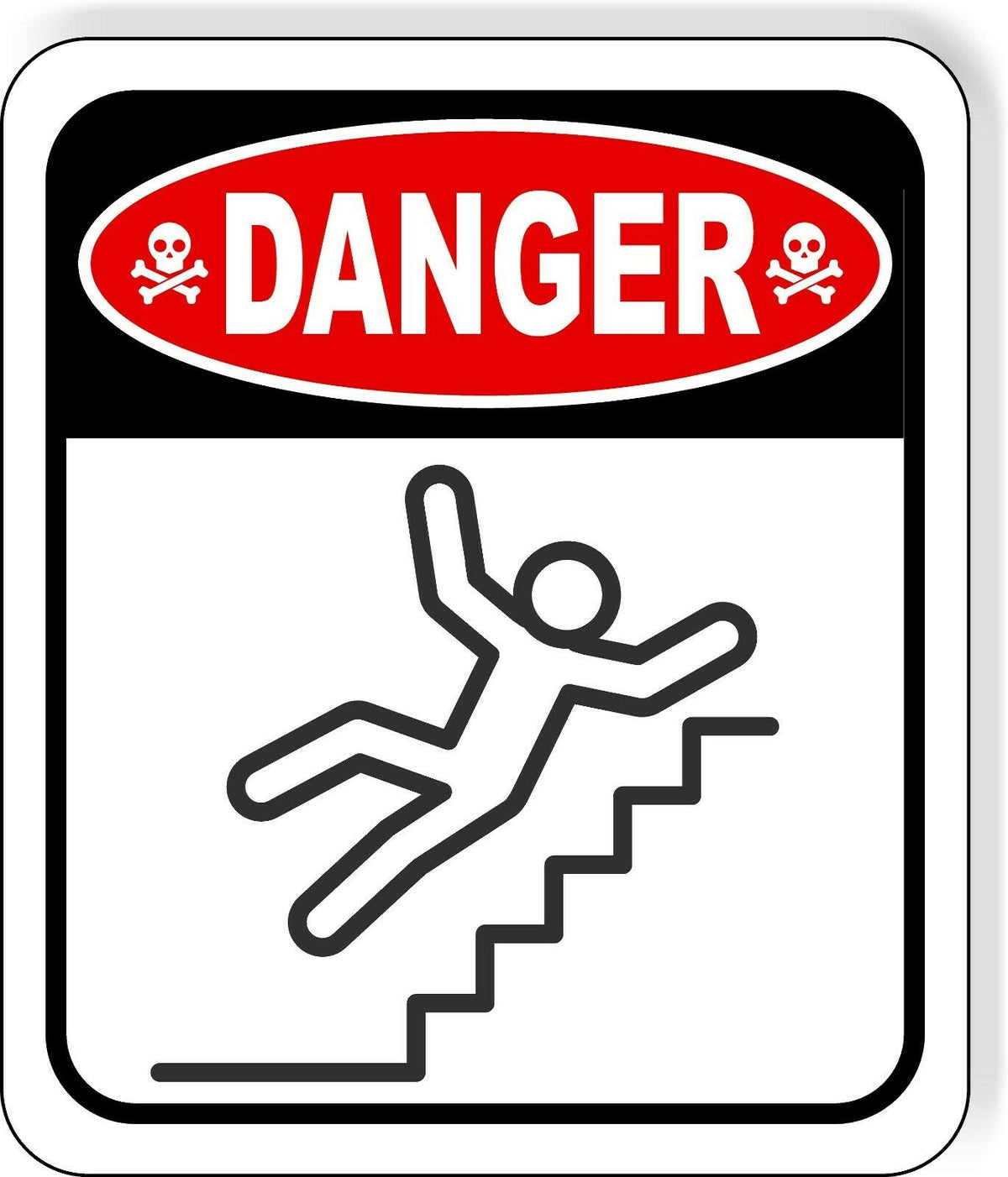 DANGER HANDRAILS STAIRS FALLING  HAZARD Metal Aluminum composite sign