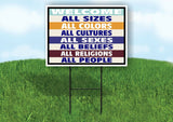 WELCOME ALL SIZES COLORS PEOPLE BOHO STRIPE Yard Sign Road with Stand LAWN SIGN