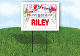 RILEY HAPPY BIRTHDAY BALLOONS 18 in x 24 in Yard Sign Road Sign with Stand