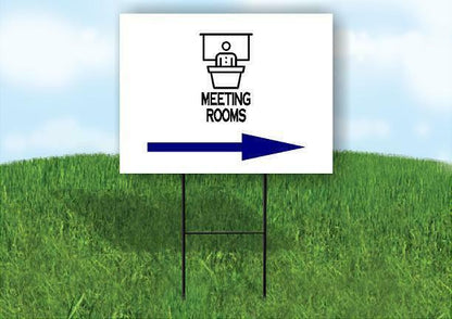 MEETING ROOMS BLUE ARROW RIGHT Yard Sign Road with Stand LAWN SIGN Single sided