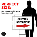INSPECTIONS RIGHT ARROW RED_ CALIFORNIA Yard Sign with Stand LAWN SIGN