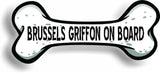 Dog on Board Brussels Griffon Bone Car Magnet Bumper Sticker 3"x7"