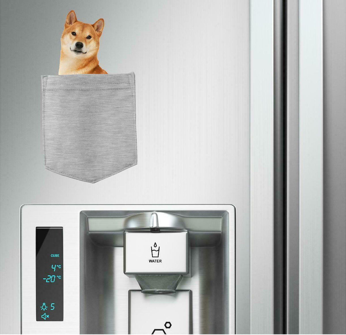 Shiba Inu Dog in pocket Fridge Car Magnet Bumper Sticker App size 4"x7"