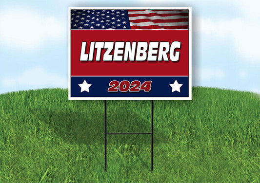 LITZENBERG FLAG RED 2024 18inx24in Yard Road Sign w/ Stand