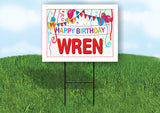 WREN HAPPY BIRTHDAY BALLOONS 18 in x 24 in Yard Sign Road Sign with Stand