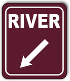 RIVER DIRECTIONAL 45 DEGREES DOWN LEFT ARROW CAMPING Aluminum composite sign
