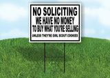 NO SOLICITING  NO MONEY SCOUT COOKIES BLACK Yard Sign with Stand LAWN SIGN