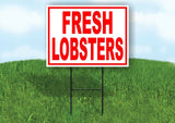 FRESH LOBSTERS SEAFOOD RED WHITE Yard Sign Road with Stand LAWN SIGN