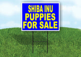 Shiba Inu PUPPIES FOR SALE YELLOW BLUE Yard Sign Road with Stand LAWN SIGN