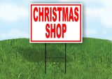 Christmas Shop RED Yard Sign Road with Stand LAWN SIGN