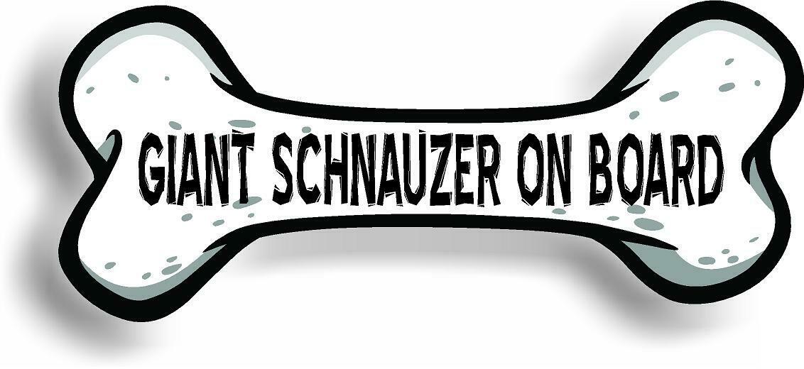 Dog on Board Giant Schnauzer Bone Car Magnet Bumper Sticker 3"x7"
