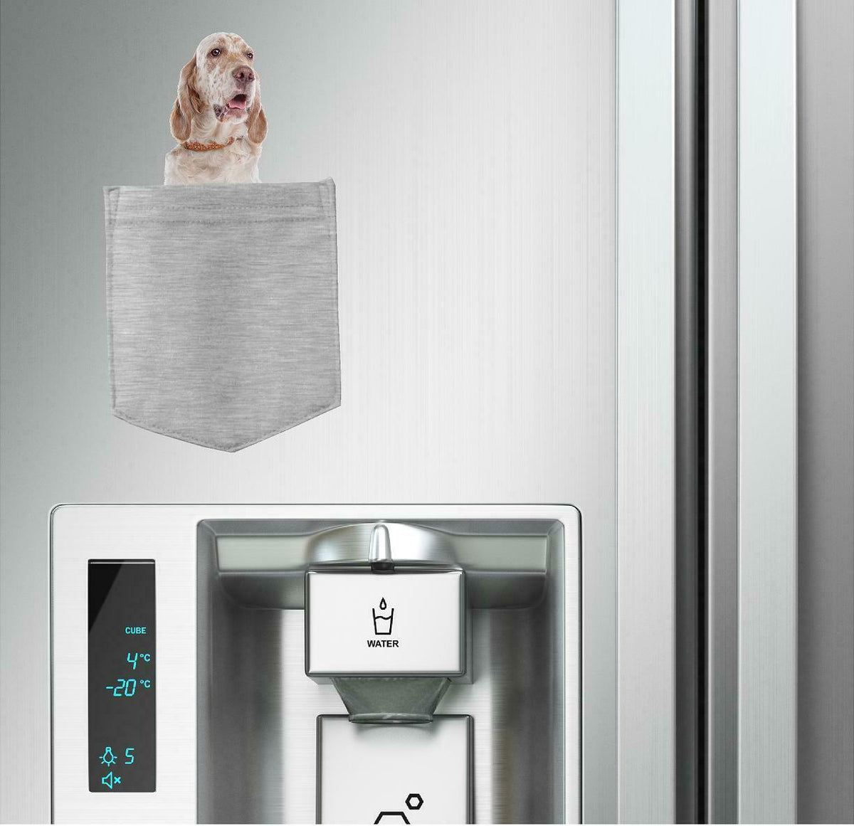 English Setter Dog in pocket Fridge Car Magnet Bumper Sticker App size 4"x7"