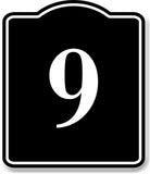 9 Bay Garage Door Plate Field Lane Gate Number BLACK Aluminum Composite Sign