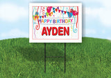 AYDEN HAPPY BIRTHDAY BALLOONS 18 in x 24 in Yard Sign Road Sign with Stand