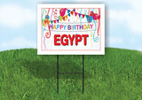 EGYPT HAPPY BIRTHDAY BALLOONS 18 in x 24 in Yard Sign Road Sign with Stand