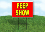 PEEP SHOW RED YELLOW Yard Sign with Stand LAWN SIGN
